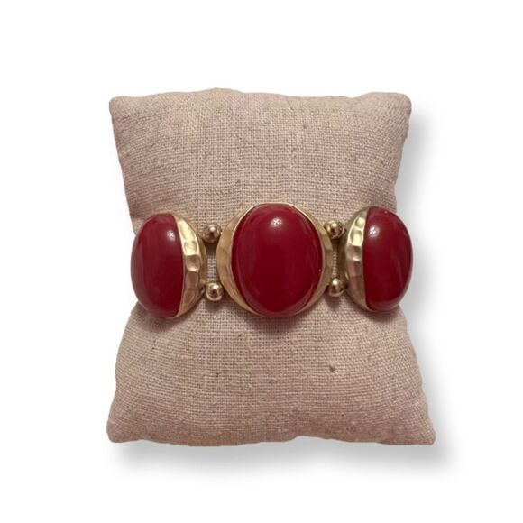 ⭐️3/$25⭐️ NWT Red And Gold Stretch Bracelet - Picture 1 of 2